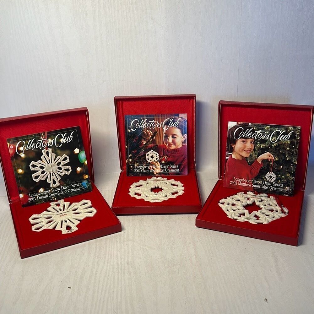 Longaberger Collectors Club 2001 2002 and 2003 Snowflake Ornament "Snow Days"